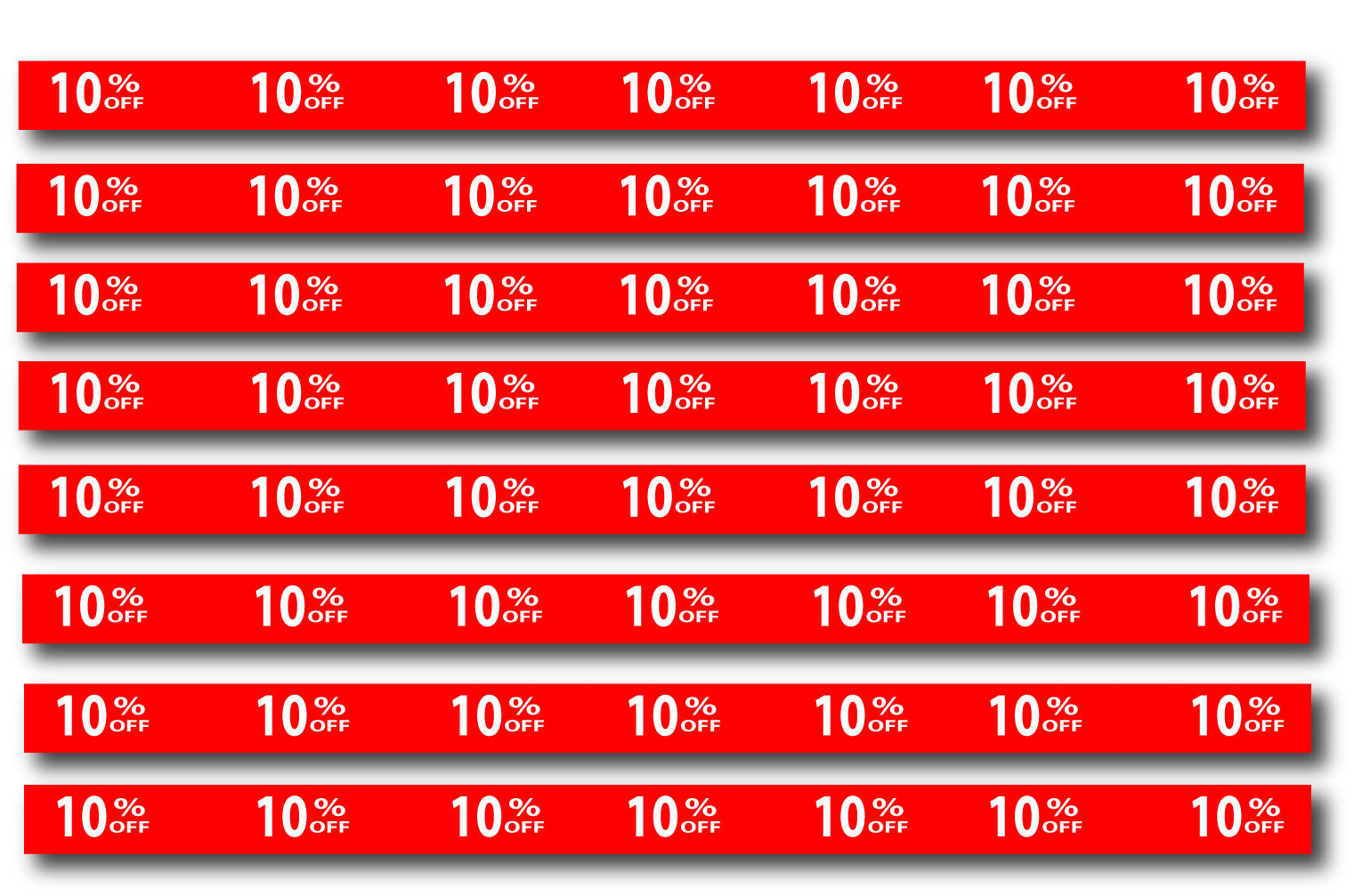 10%off Shelf strips inc 10 size 35mm x 1200mm | % Off Signage;Shelf Strips;10%off - Sale Posters & Signs
